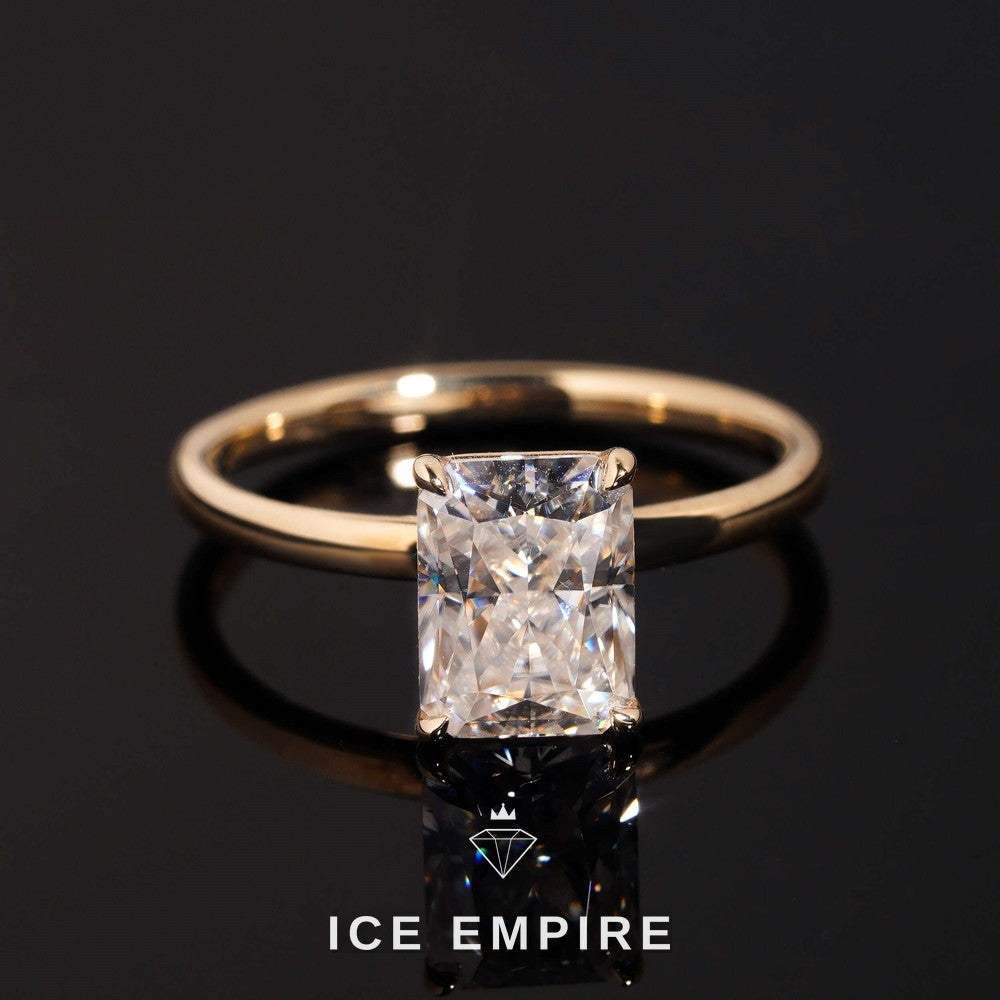Iced Out 10K Gold Moissanite Engagement Ring