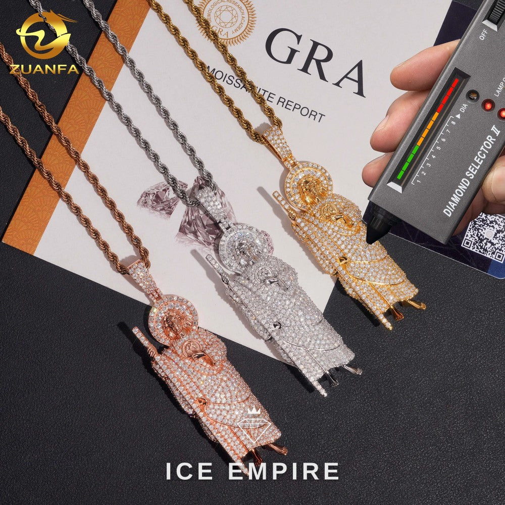 Iced Out Rose Gold Plated Moissanite Pendant