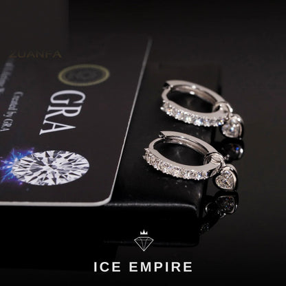 Iced Out Heart Rose Gold Plated Moissanite Hoop Earrings