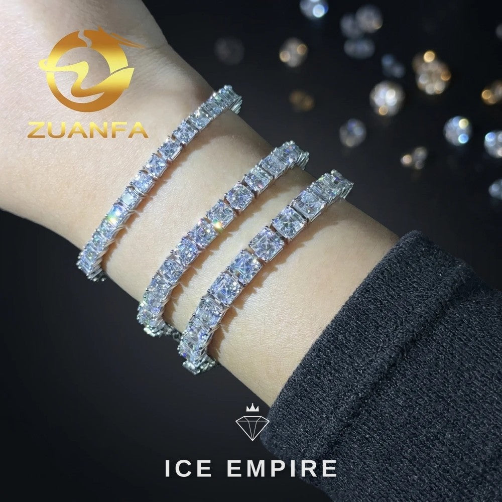 Iced Out 925 Silver Moissanite Tennis Bracelet