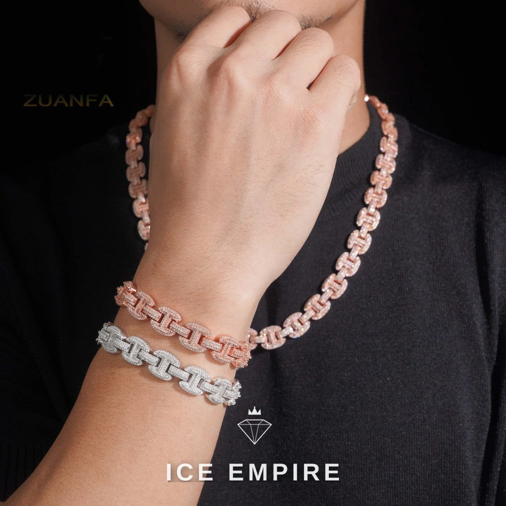 Iced Out Rose Gold Plated Moissanite Cuban Chain