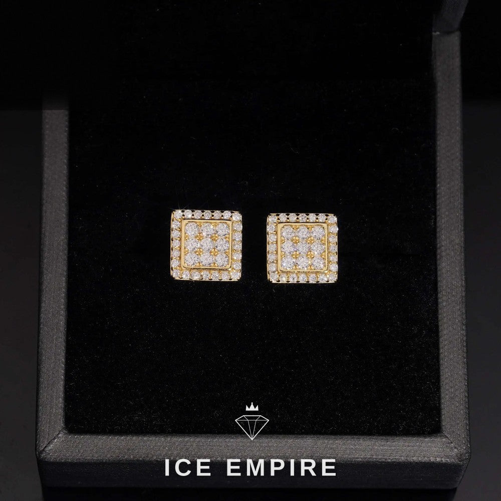 Iced Out Rose Gold Plated Moissanite Stud Earrings