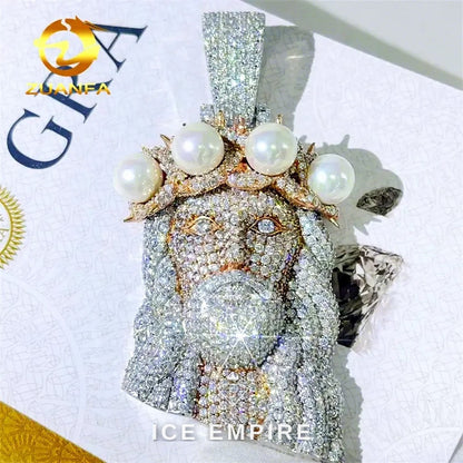 Iced Out 18K Gold Moissanite Pendant