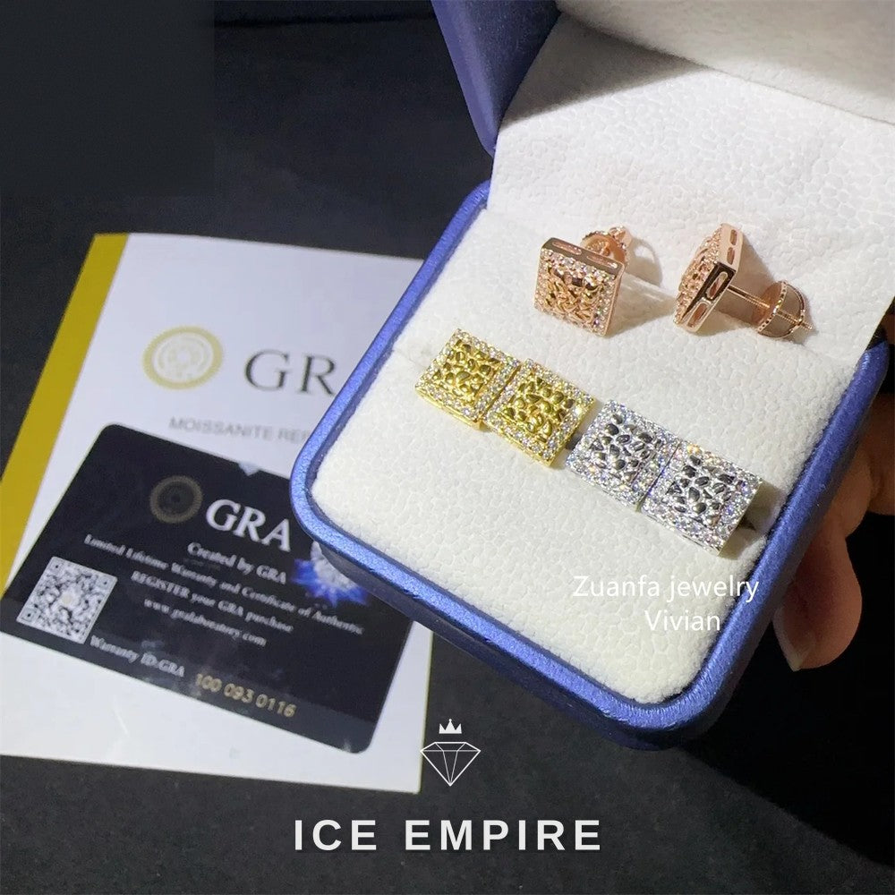 Iced Out 925 Silver Moissanite Earrings