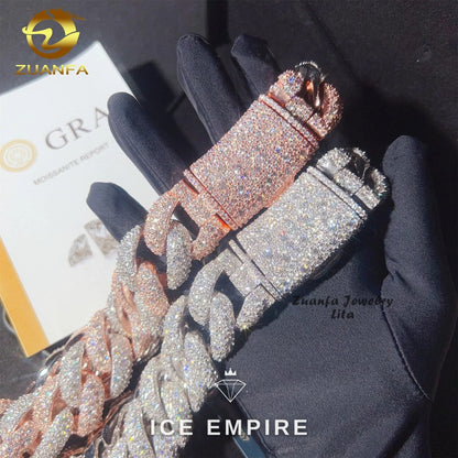 Iced Out Rose Gold Plated Moissanite Cuban Chain