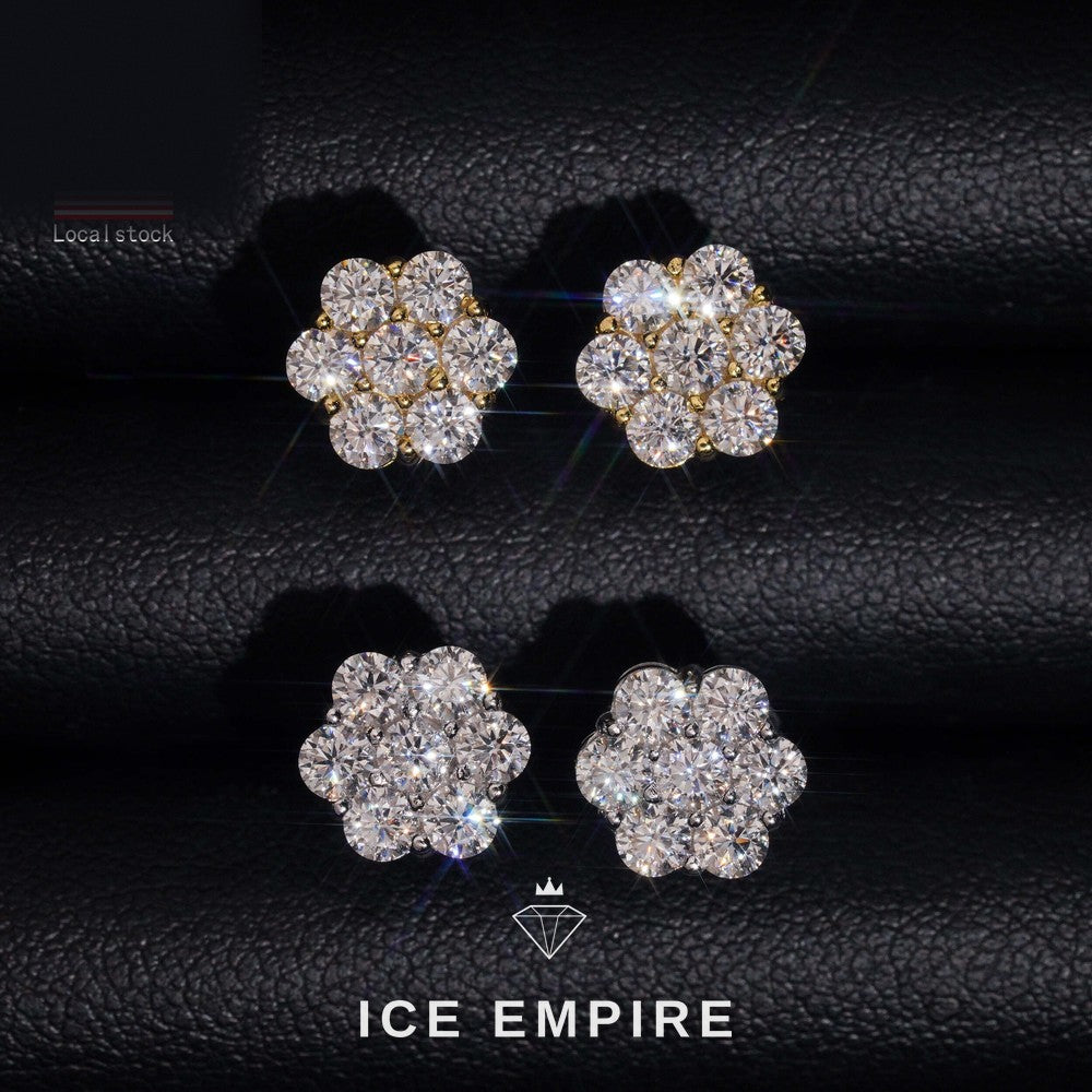 Iced Out Rose Gold Plated Moissanite Stud Earrings