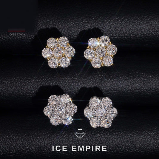 Iced Out Rose Gold Plated Moissanite Stud Earrings