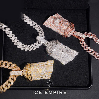 Iced Out 18K Gold Moissanite Pendant