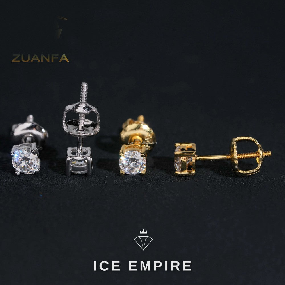 Iced Out Gold Plated Moissanite Stud Earrings