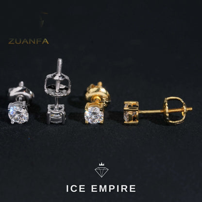 Iced Out Gold Plated Moissanite Stud Earrings