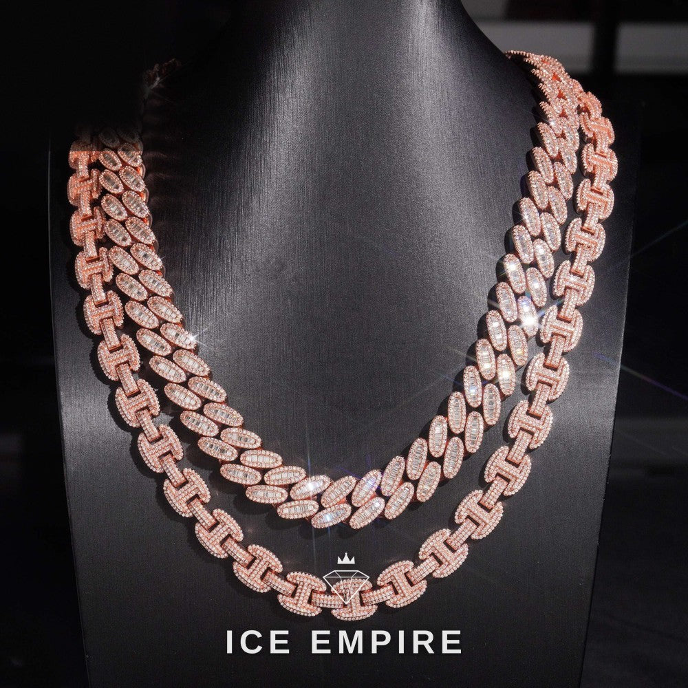 Iced Out Rose Gold Plated Moissanite Cuban Chain