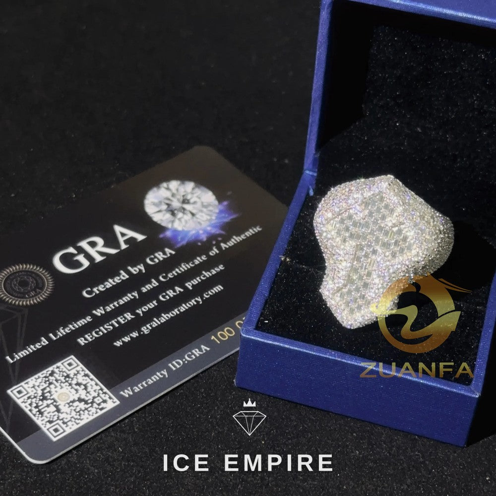 Iced Out Baguette 925 Silver Moissanite Ring