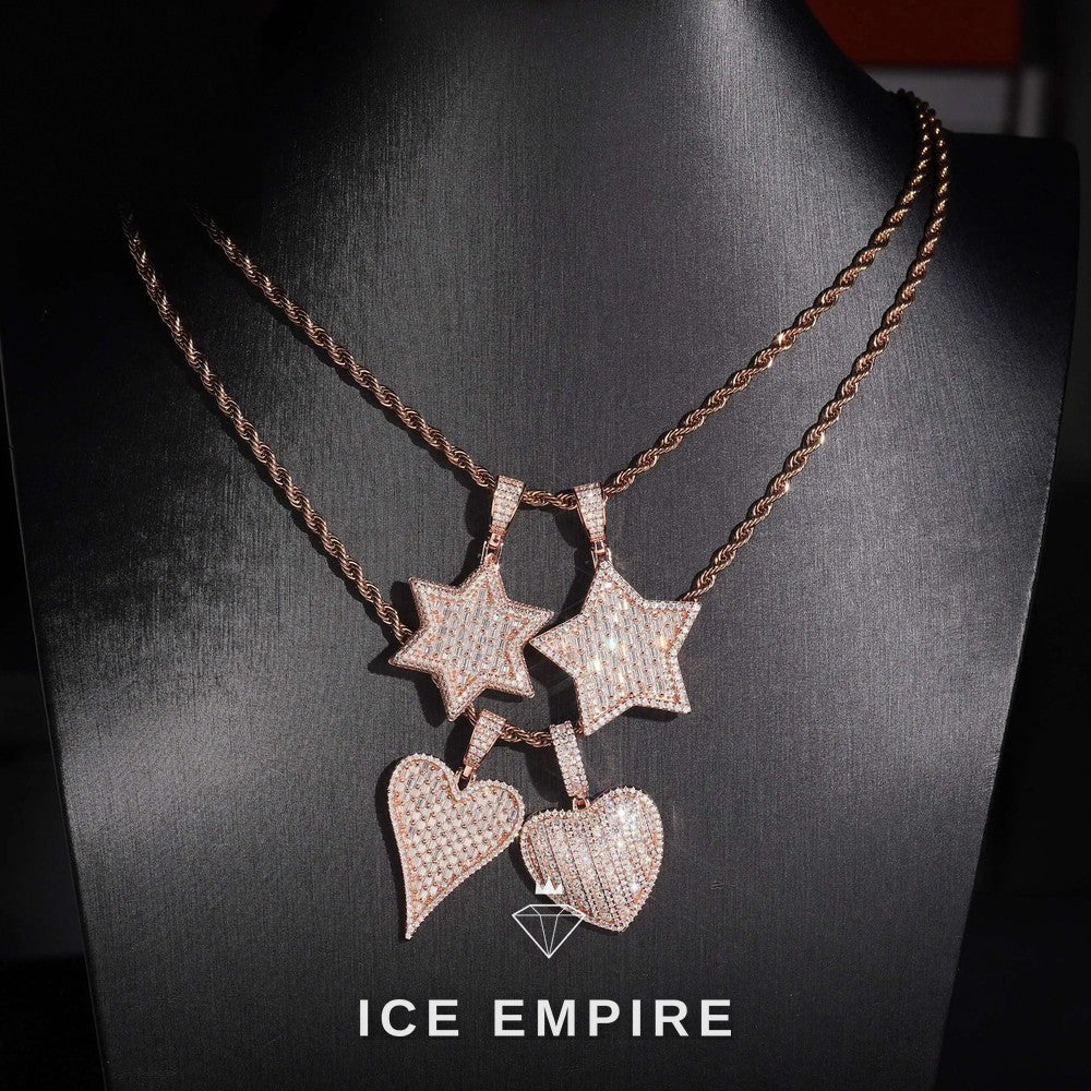 Iced Out Heart 925 Silver Moissanite Pendant