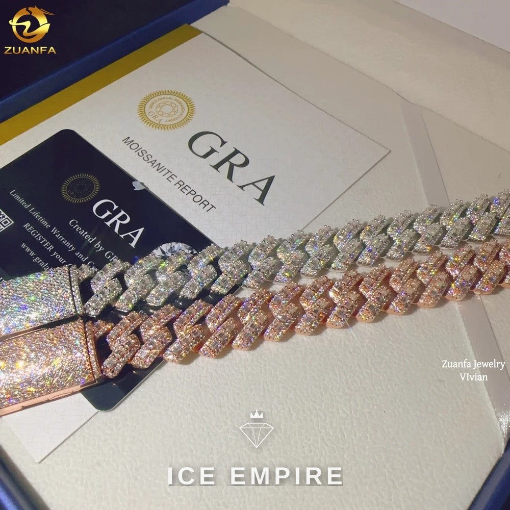 Iced Out 925 Silver Moissanite Cuban Chain