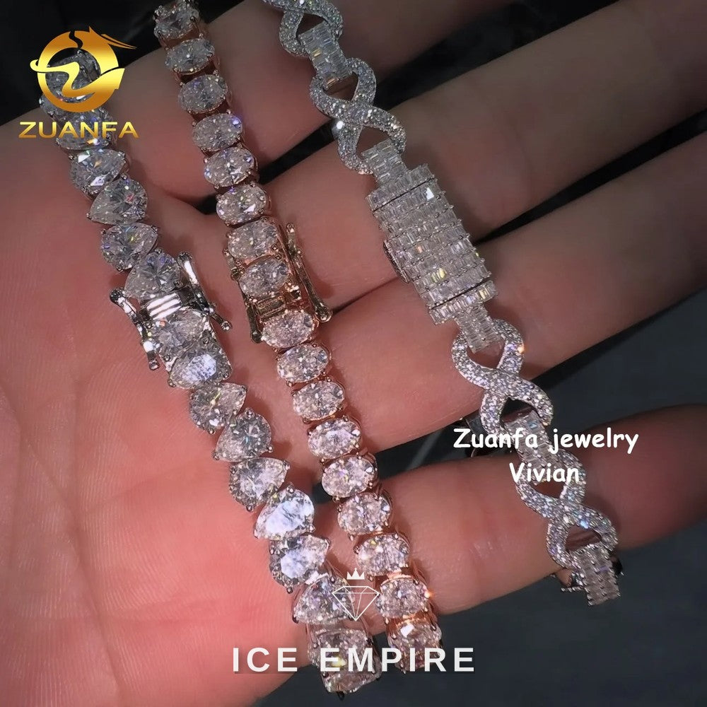 Iced Out Rose Gold Plated Moissanite Tennis Chain