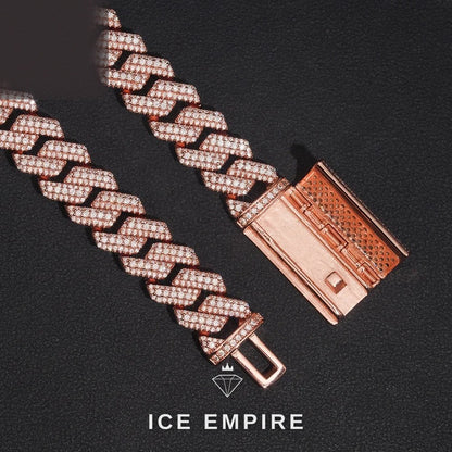 Iced Out Rose Gold Plated Moissanite Cuban Chain
