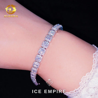 Iced Out Baguette 925 Silver Moissanite Cuban Chain