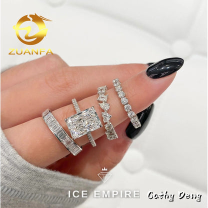 Iced Out 925 Silver Moissanite Wedding Band