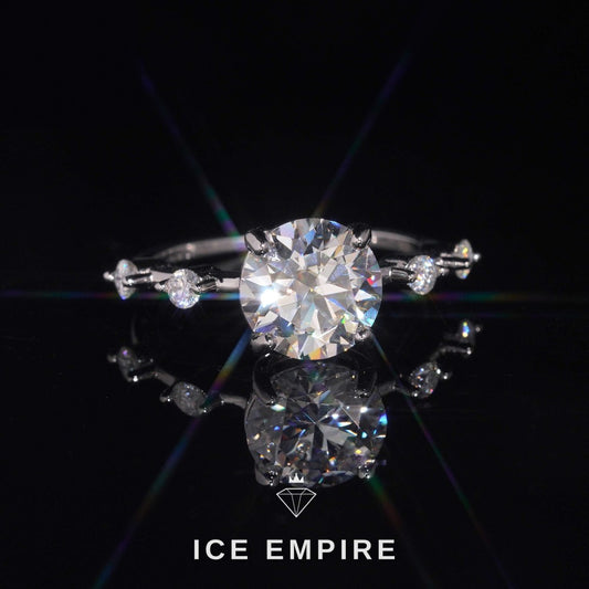 Iced Out 18K Gold Moissanite Engagement Ring