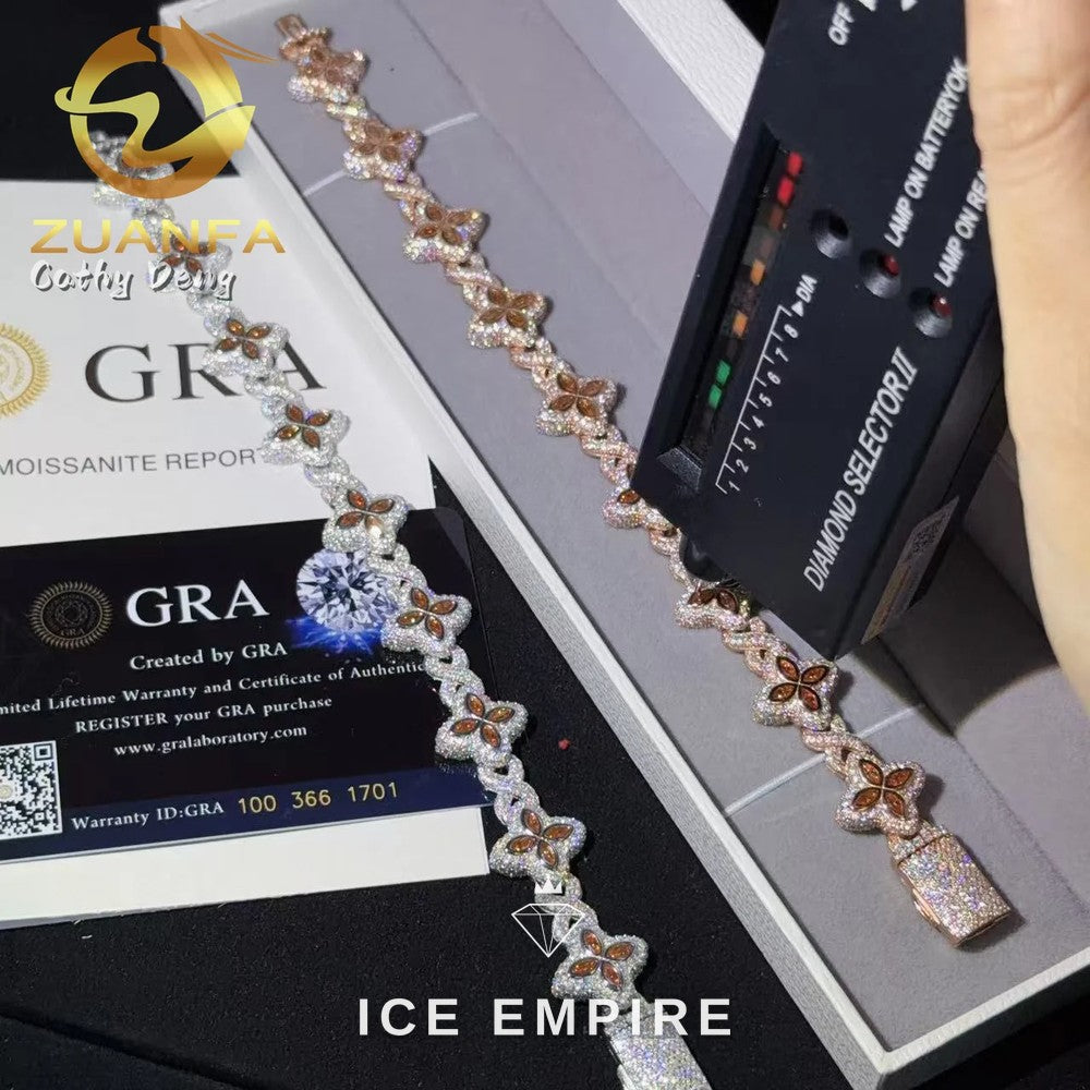 Iced Out 925 Silver Moissanite Cuban Chain