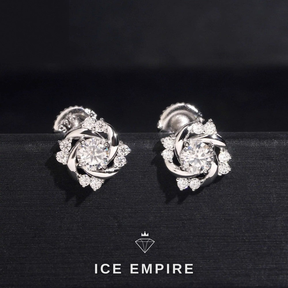 Iced Out Rose Gold Plated Moissanite Earrings