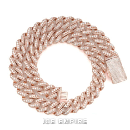 Iced Out Rose Gold Plated Moissanite Cuban Chain