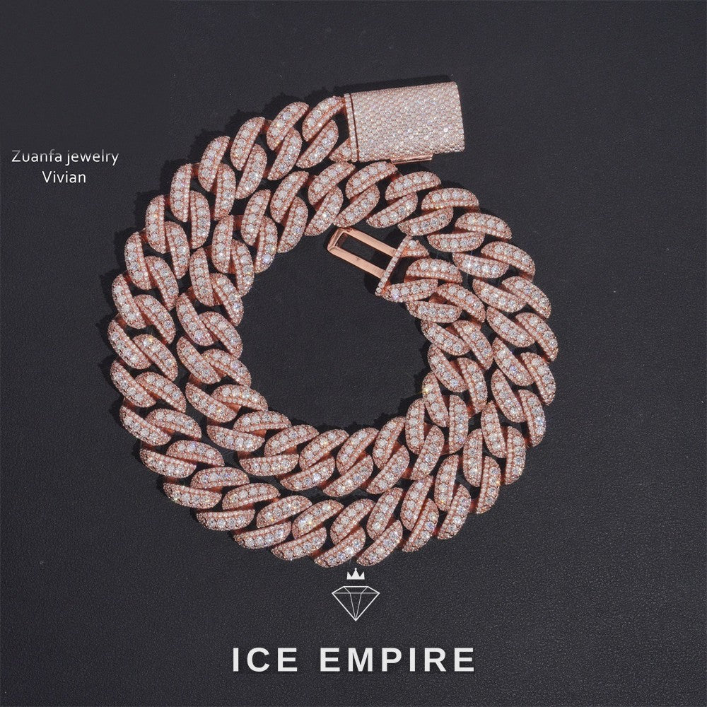 Iced Out Rose Gold Plated Moissanite Cuban Chain