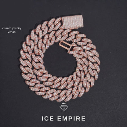 Iced Out Rose Gold Plated Moissanite Cuban Chain