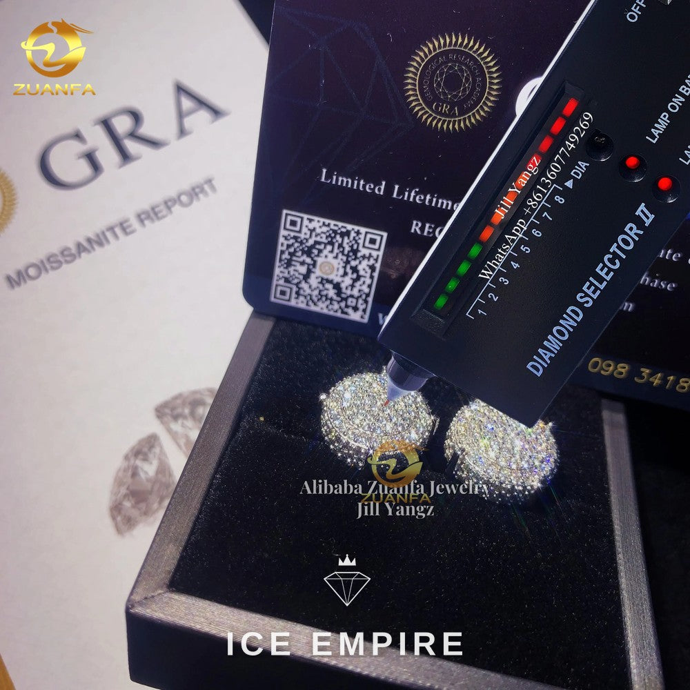 Iced Out 925 Silver Moissanite Stud Earrings