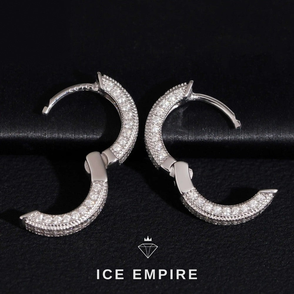 Iced Out 925 Silver Moissanite Hoop Earrings