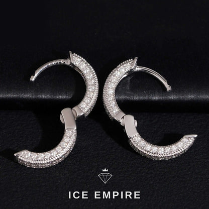 Iced Out 925 Silver Moissanite Hoop Earrings