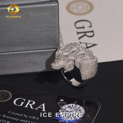 Iced Out Baguette 925 Silver Moissanite Ring