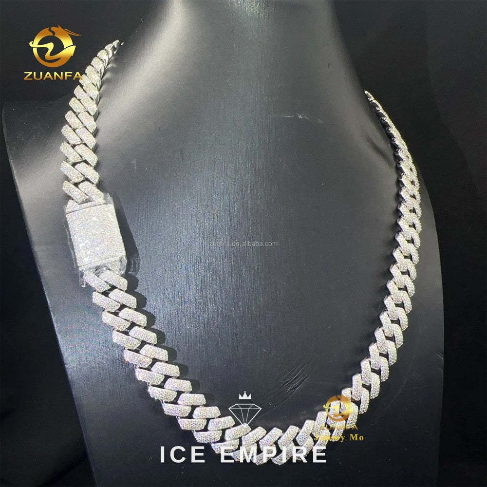 Iced Out 925 Silver Moissanite Cuban Chain