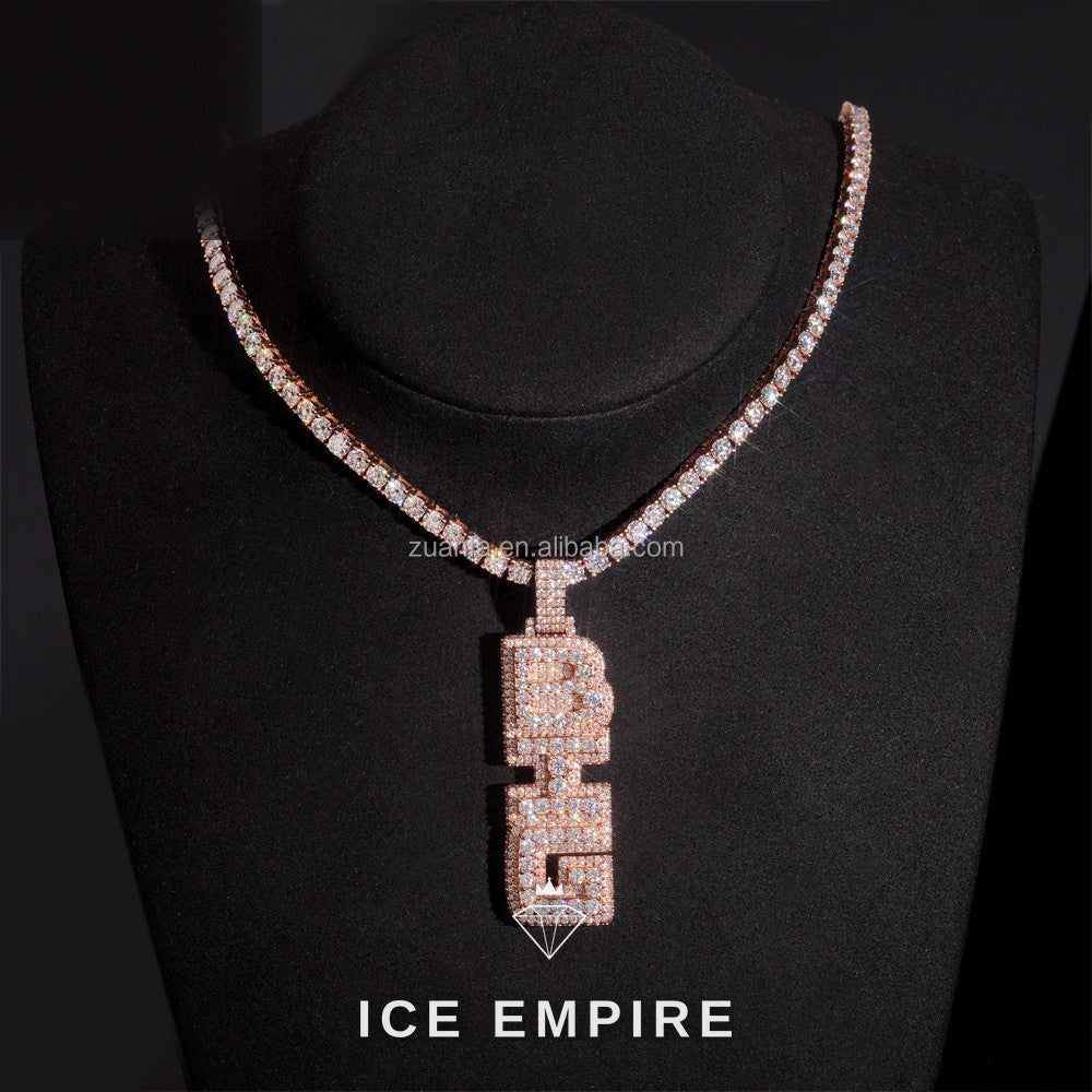 Iced Out Baguette Rose Gold Plated Moissanite Pendant