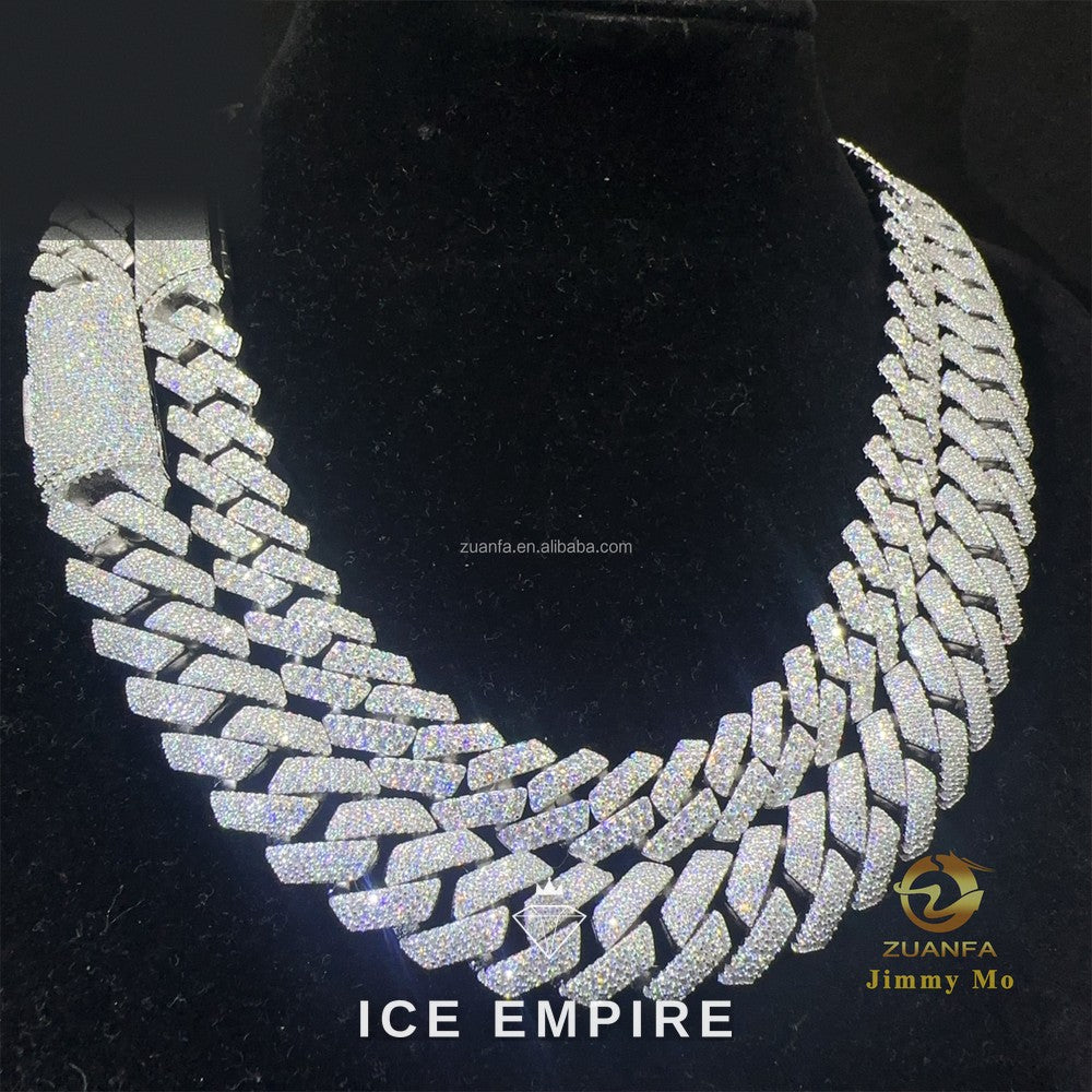 Iced Out 925 Silver Moissanite Cuban Chain