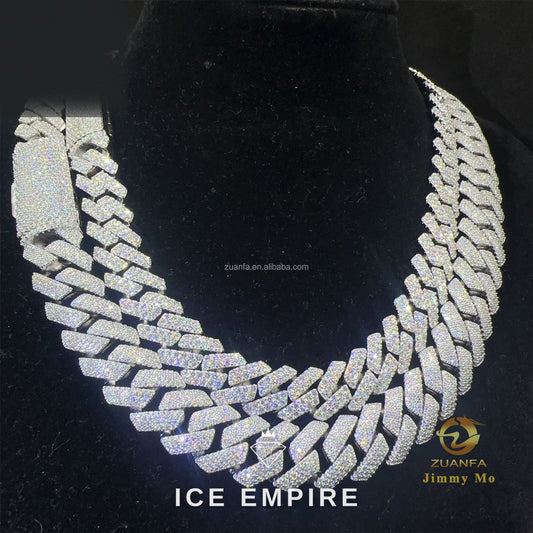 Iced Out 925 Silver Moissanite Cuban Chain