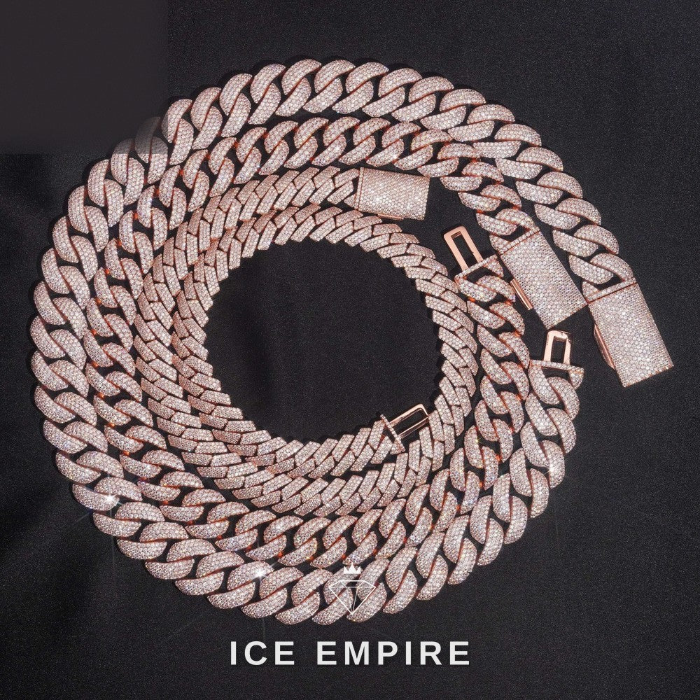 Iced Out Rose Gold Plated Moissanite Cuban Chain