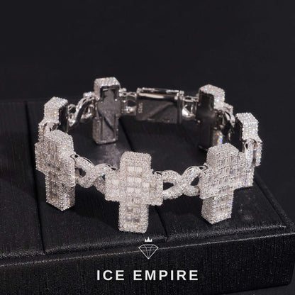 Iced Out Baguette Rose Gold Plated Moissanite Cuban Chain