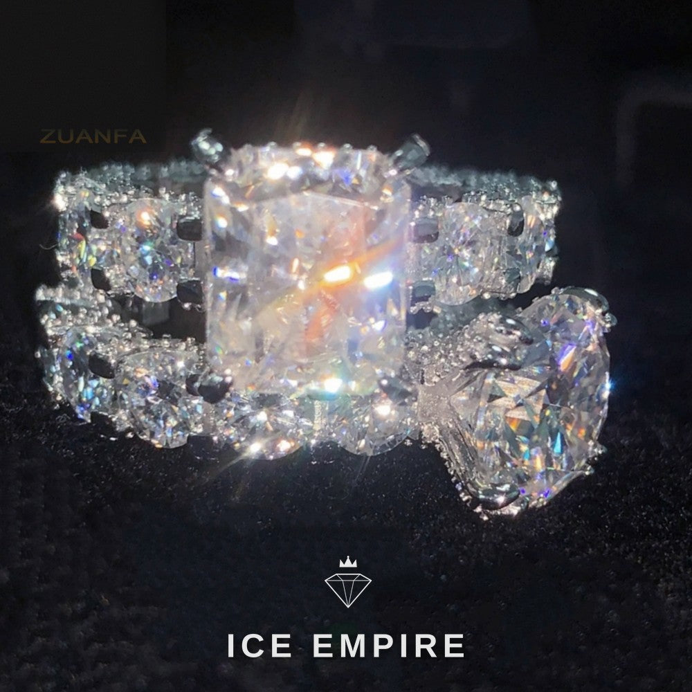 Iced Out 925 Silver Moissanite Wedding Band