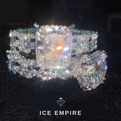Iced Out 925 Silver Moissanite Wedding Band