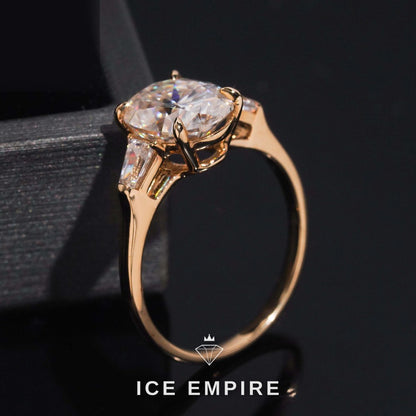 Iced Out 14K Gold Moissanite Engagement Ring
