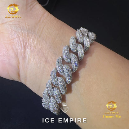 Iced Out 925 Silver Moissanite Cuban Chain