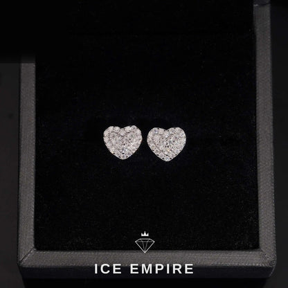 Iced Out Heart 925 Silver Moissanite Stud Earrings