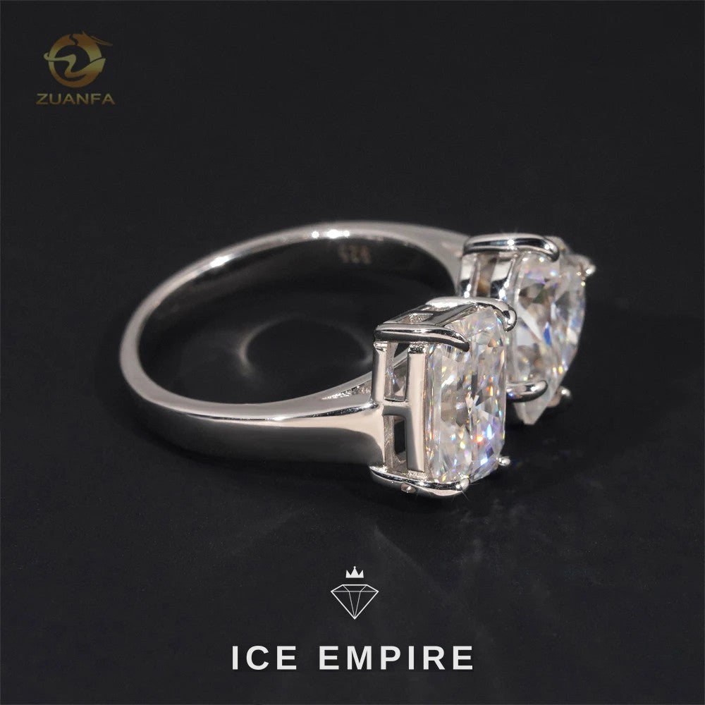Iced Out 925 Silver Moissanite Engagement Ring