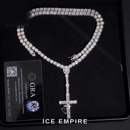 Iced Out Cross Gold Plated Moissanite Cuban Chain