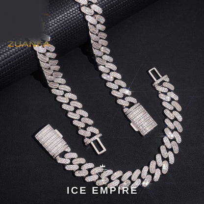 Iced Out Baguette Rose Gold Moissanite Cuban Chain