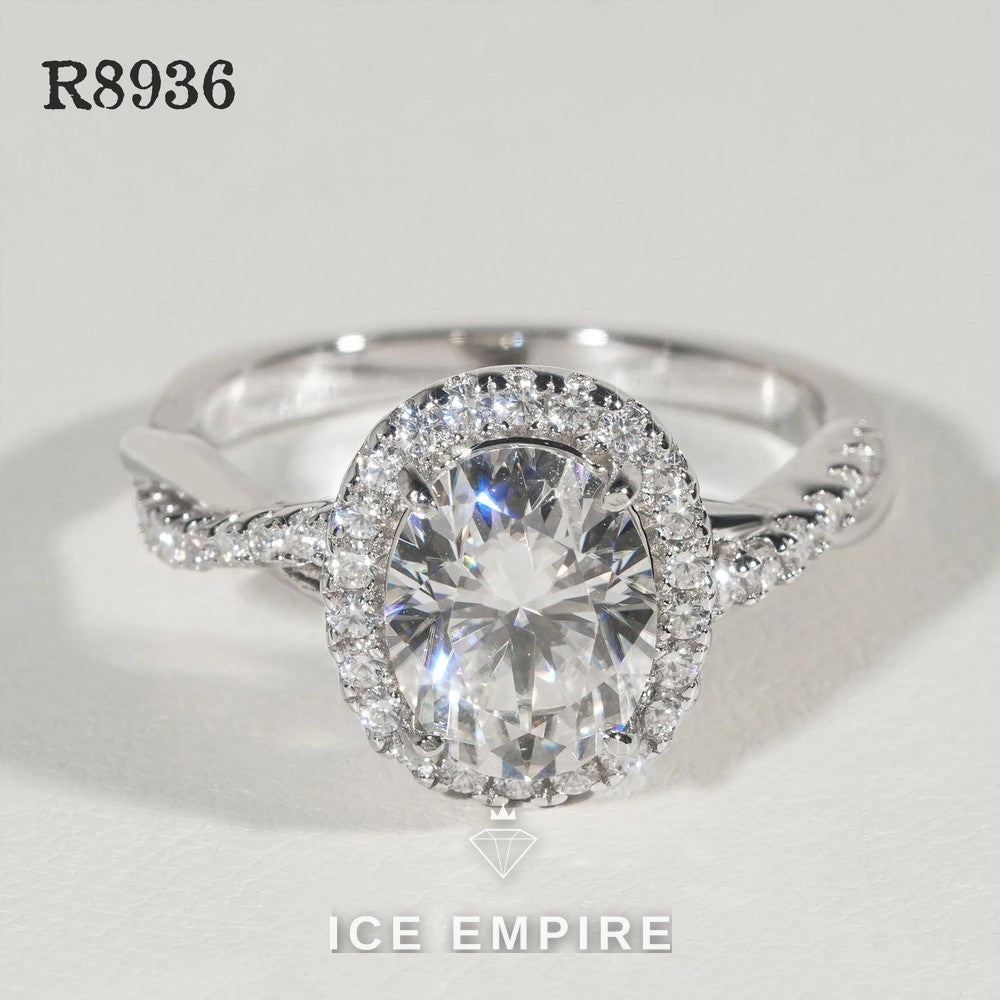 Iced Out 925 Silver Moissanite Engagement Ring