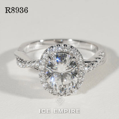Iced Out 925 Silver Moissanite Engagement Ring