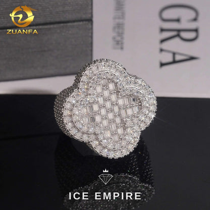 Iced Out 925 Silver Moissanite Ring