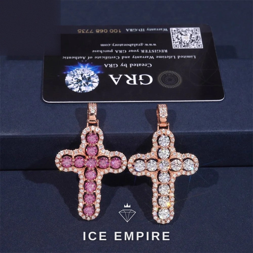 Iced Out Cross 925 Silver Moissanite Pendant